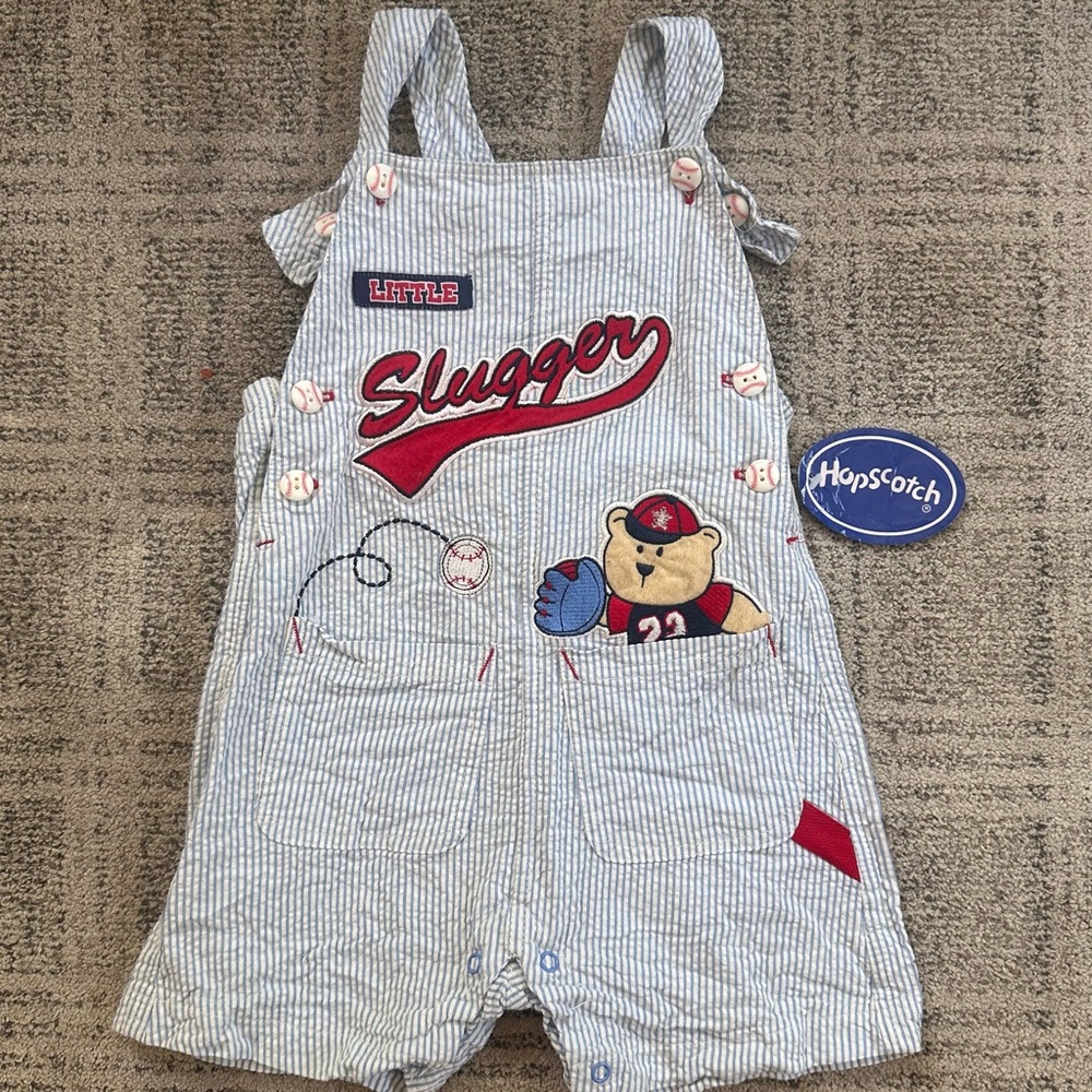 Vintage Blue and White Distressed Overalls